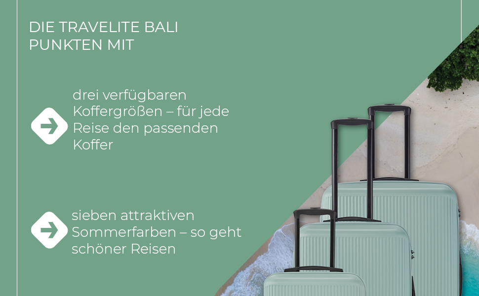 Чемодан Travelite Bali 77 см, 96 літрів, ABS, TSA-замок, Mint (Великий)