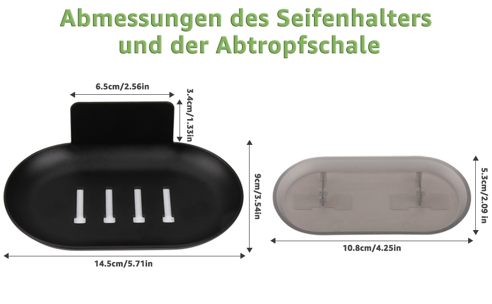 Тримач для мила настінний без свердління, нержавіюча сталь, з піддоном для стікання води, чорний. Підходить для ванної кімнати та кухні, для мила, губок, щіток.