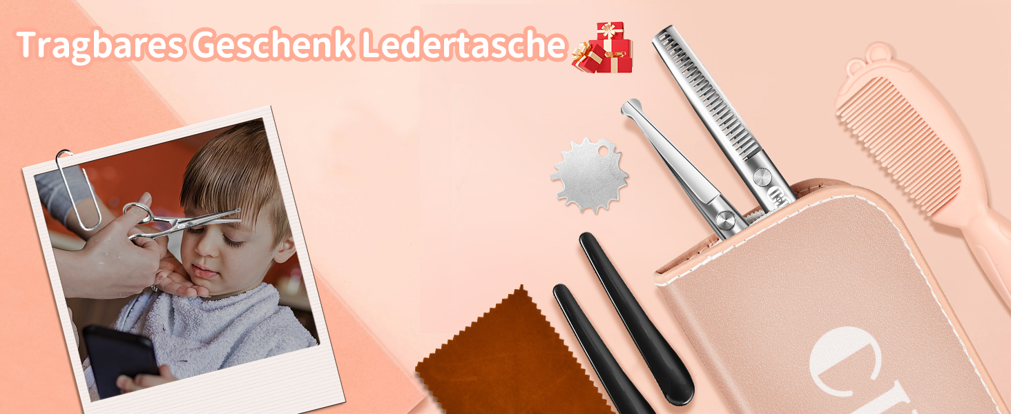 Професійний набір ножиць для стрижки волосся CIICII (6.7 дюймів) - ножиці для стрижки та прорізання волосся, бороди, догляду за волоссям для чоловіків, жінок, домашніх тварин, салонів краси. (Чорний, Срібло)