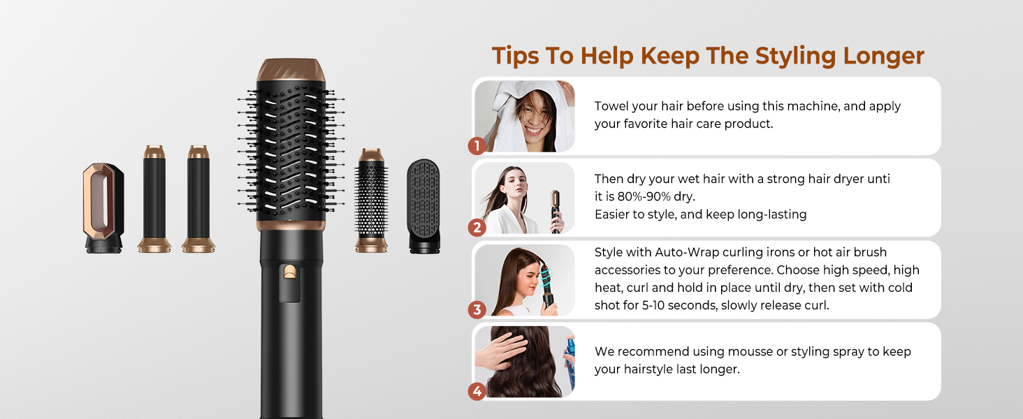 Набір для укладки волосся Pro Hairstyler 6 в 1: фен-щітка, плойка, іонізація, 1000W, чорний