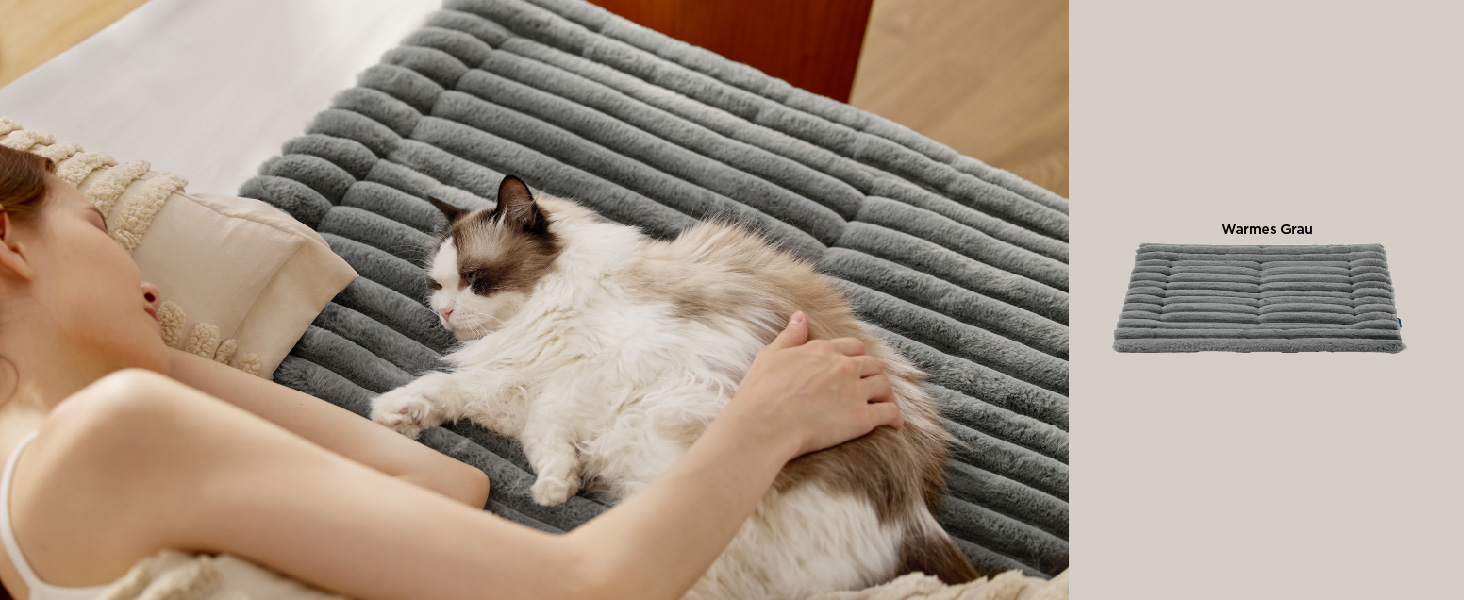 Самогріюча ковдра для котів та собак BEDSURE - 61x46 см. М'яке ліжко для кота, тепла підстилка для собаки. Нековзна основа, підходить для клітки. Сірий колір 61 x 46 см