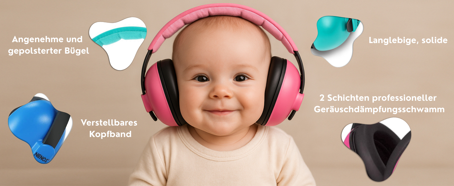 ESTRO Захист слуху для дітей - навушники шумопоглинання, рожеві EM1