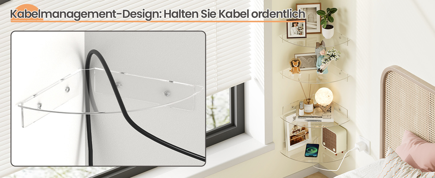 Настінні полиці Upsimples 4 шт. Білі, без свердління, 38 x 10 см, 2 способи кріплення, для ванної, спальні та кухні