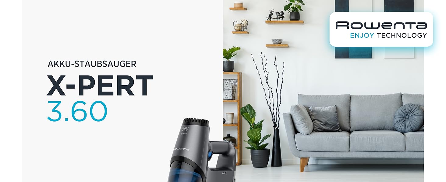 Пилсос Rowenta X-Pert 3.60 бездротовий акумуляторний вертикальний, сірий-блакитний, RH6921