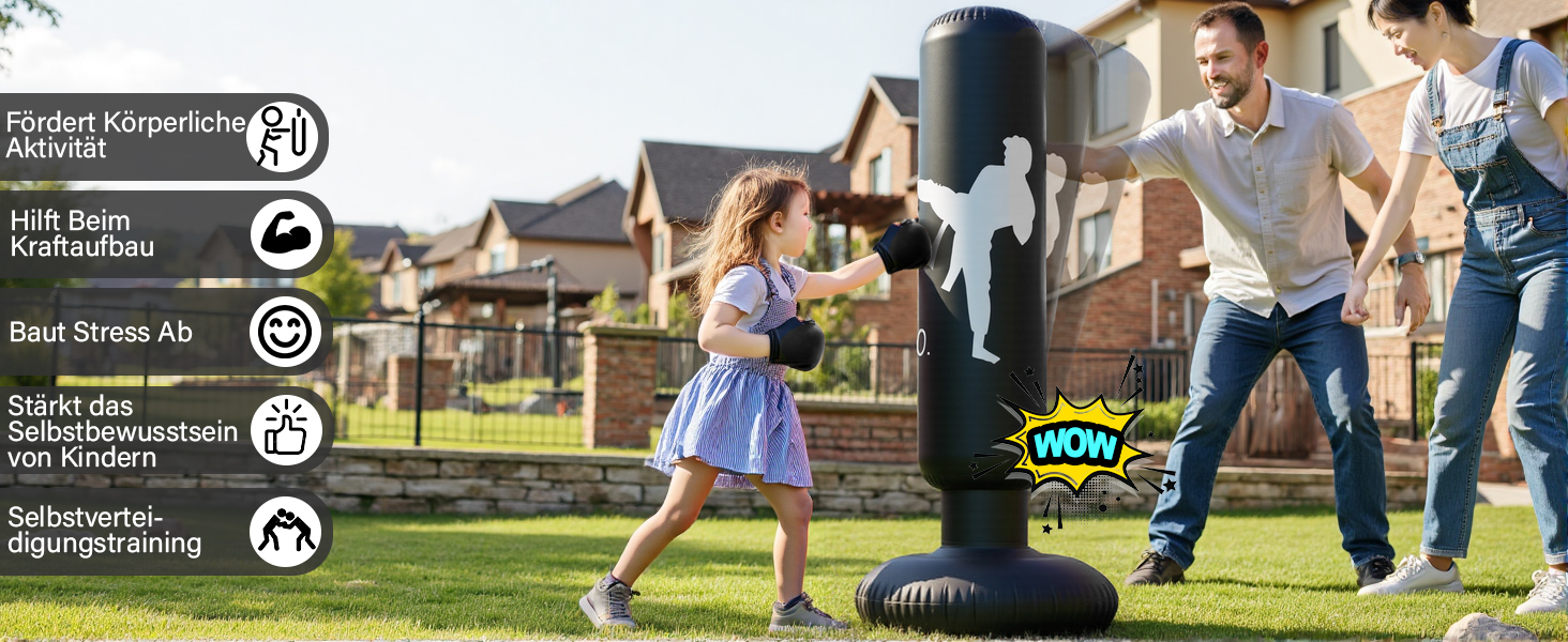 Надувний боксерський мішок для дітей 160см з насосом, 3-12 років, для MMA, карате, таеквондо