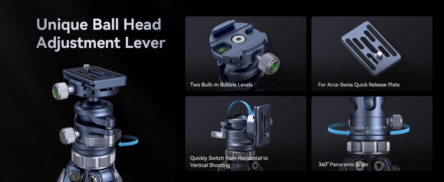 Штатив SMALLRIG для камери з компактною центральною колоною, 360° кульковою головкою, QR-пластиною, вантажопідйомністю до 8 кг, для DSLR-камер -4222B