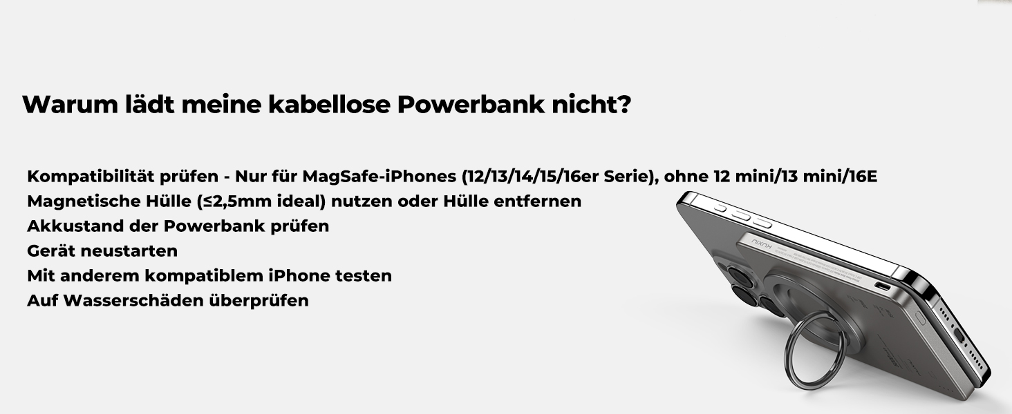 Power Bank KU XIU Magsafe 5000mAh: Тонкий, з підтримкою MagSafe, з кільцем для кріплення, PD 20W, для iPhone 17/16/15/14/13/12 (Титан)
