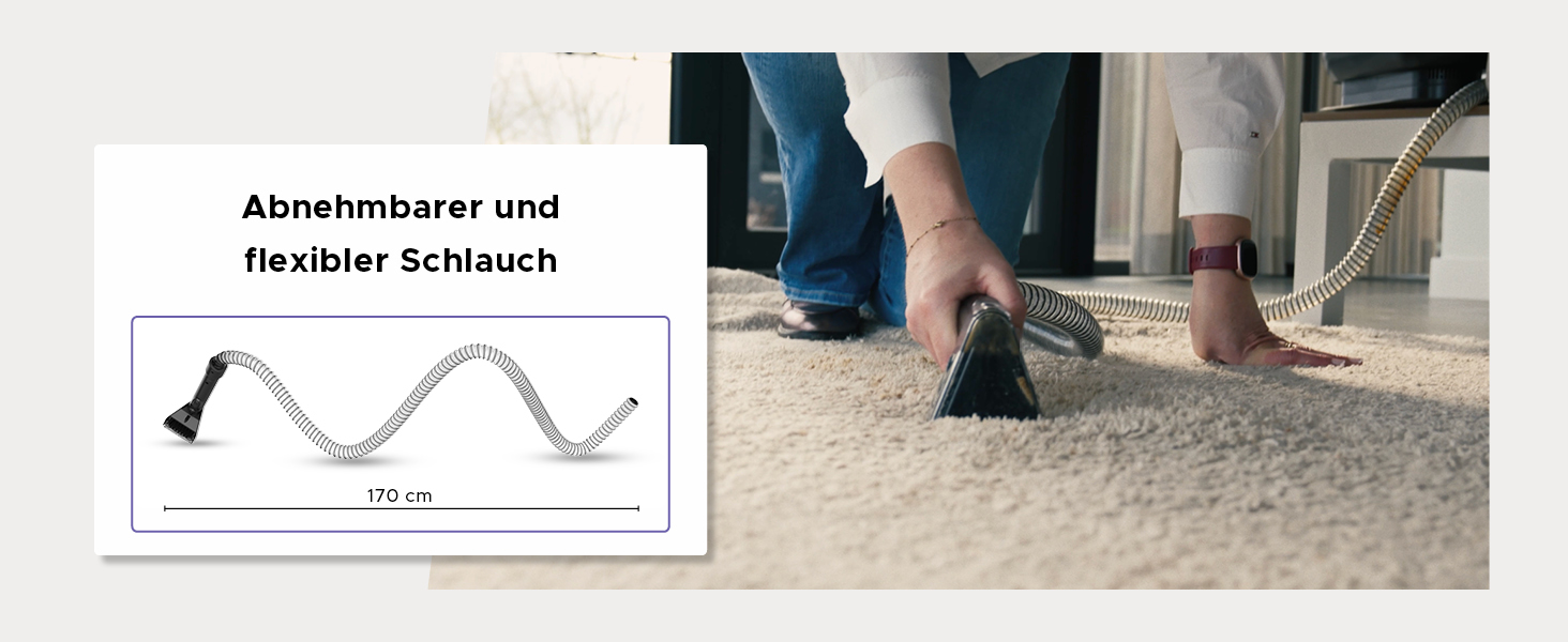 Теперішній мийний пилосос Motionflow з нагрівом - 1200W для килимів, меблів, авто. 4 насадки, самоочищення, 15с нагрів. Чорний