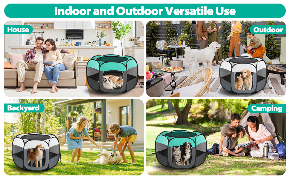 Клітка-забіг для цуценят та собак, розкладний вольєр для собак, котів та дрібних тварин, вольєр для тварин, клітка-забіг, водовідштовхуюче полотно Oxford з сумкою для перенесення для внутрішнього та зовнішнього використання, кемпінгу (Білий, M(85x85x58cm), 6) Білий 6 M(85x85x58cm)