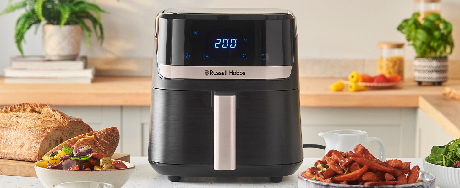 Russell Hobbs Rapid Air Fryer 4.3L - Quiet & Compact Air Fryer with 9 Programs, Touchscreen, Grill, Bake & Fry