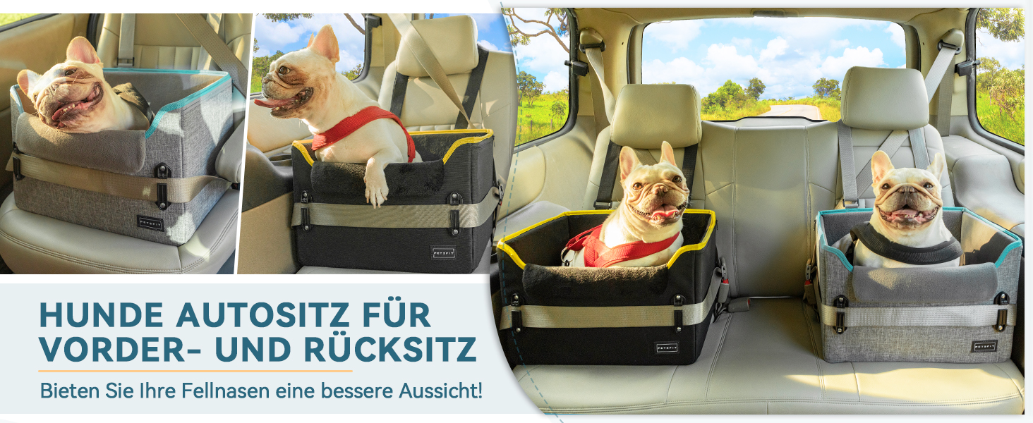 Автокрісло для собак Petsfit - чорне, з кріпленням для безпечного транспортування