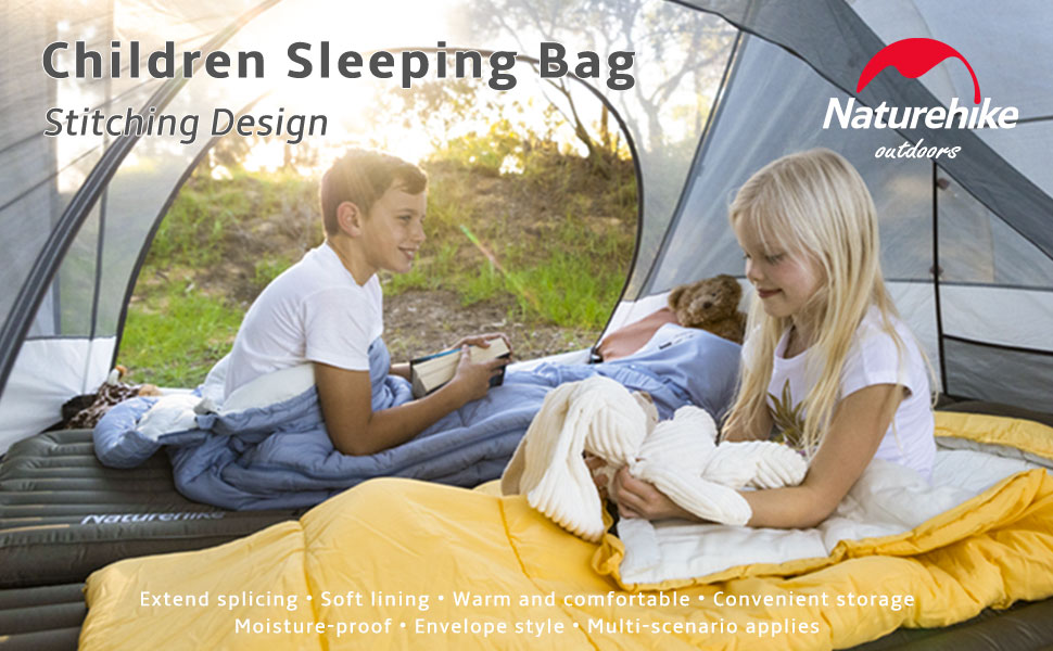 Дитячий спальний мішок Naturehike C180 жовтого кольору для кемпінгу, подорожей, літа, весни, осені - бавовняний, легкий та теплий