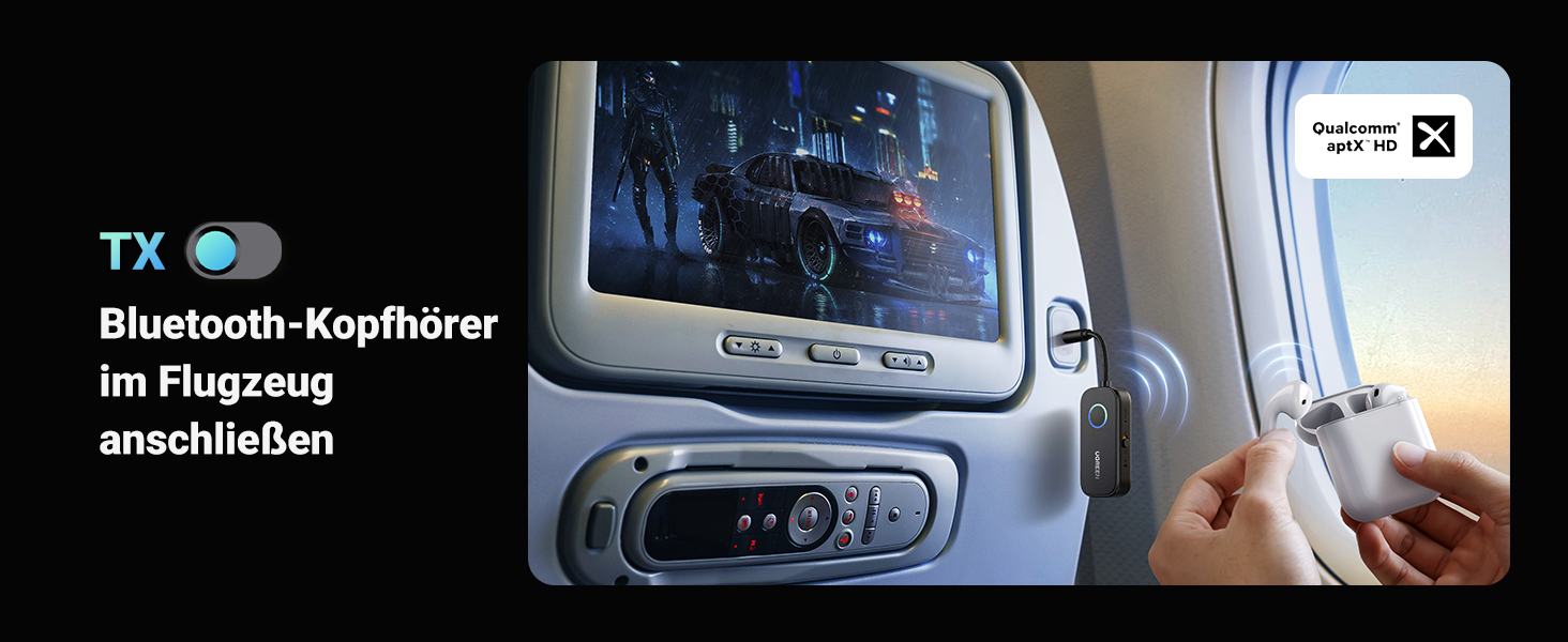 Bluetooth-ресивер UGREEN AptX 5.3 HiFi аудіо-адаптер для стереосистем та колонок