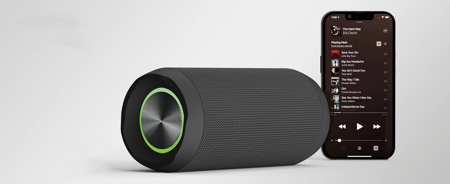 EDUPLINK Портативна Bluetooth колонка водонепроникна IPX7 бездротова (Зелена) Зелений вологозахищений динамік