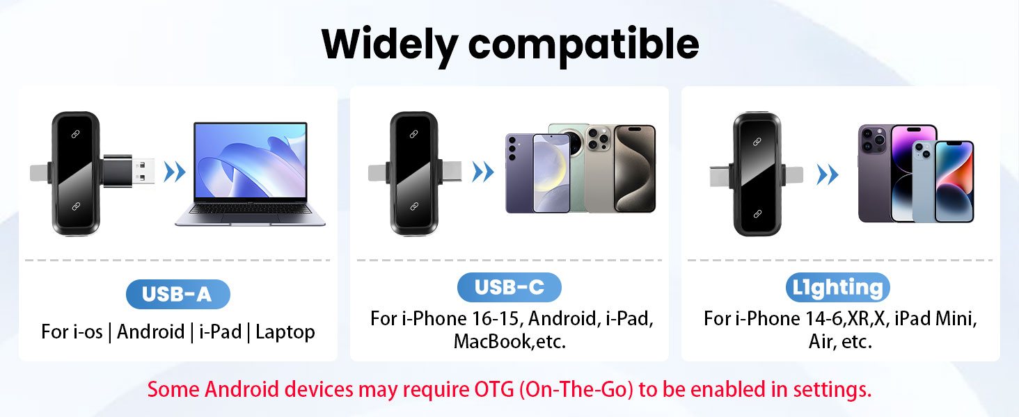 Беспроводной петличный микрофон Dual Set - Plug & Play, с автоматическим сопряжением, шумоподавлением, для iPhone, Android, USB-C устройств, YouTube, подкастов и видеосъемки