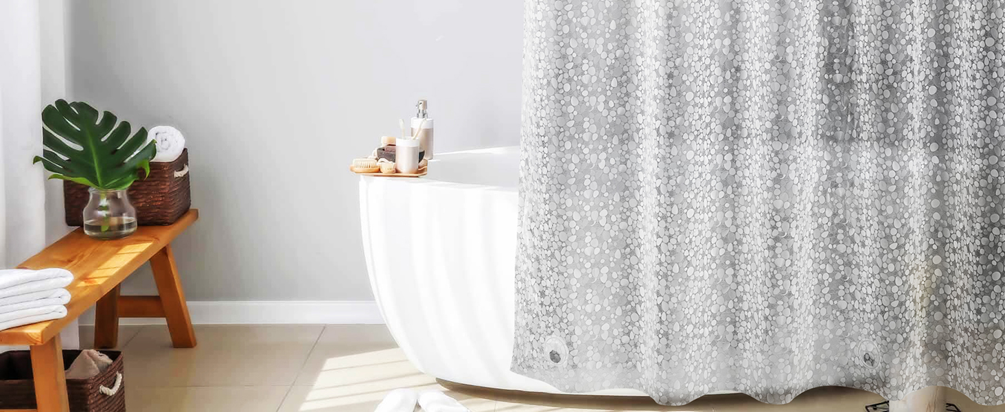 Шторка для душу LEMON CLOUD з антигрибковим покриттям та магнітною нижньою вантажівкою, 183x200 см, водонепроникна, антибактеріальна, PEVA, для душу та ванни, 12 білих кільця, 3D-візерунок (камінь), розмір 120x200 см (упаковка 1 шт.)