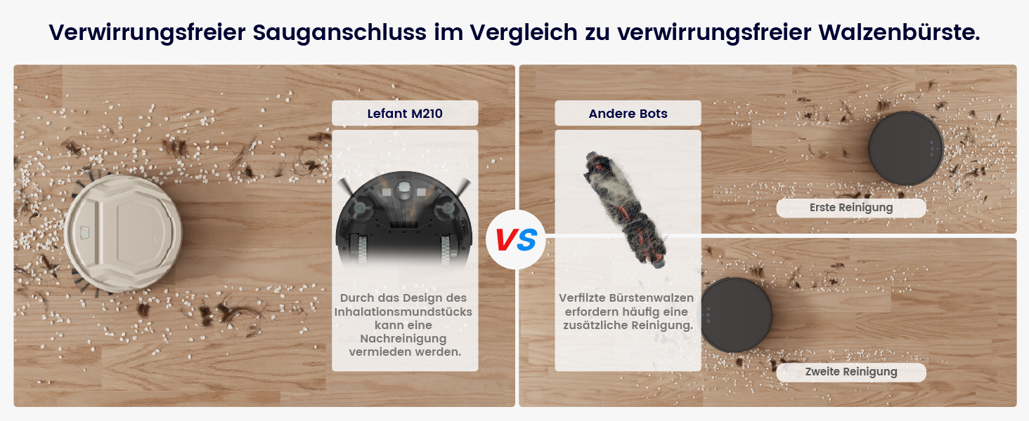 Робот-пилосос LEFANT M210P Champagnergrau: потужність 2200Pa, 120 хв роботи, Wi-Fi, для килимів, шерсті тварин та твердих підлог