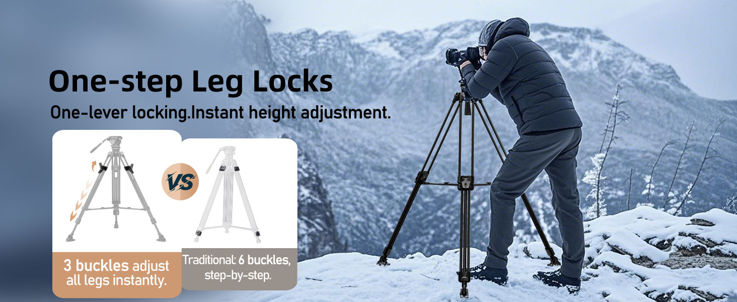 Штатив відео Cayer FA310H з моноподом K10 та рідкосильним кріпленням - швидкозатискачі ніг, швидке регулювання, вантажопідйомність 10 кг, алюміній, 2 швидкознімні пластини, ручка для переноски - для DSLR, бездзеркальних камер, відеокамер