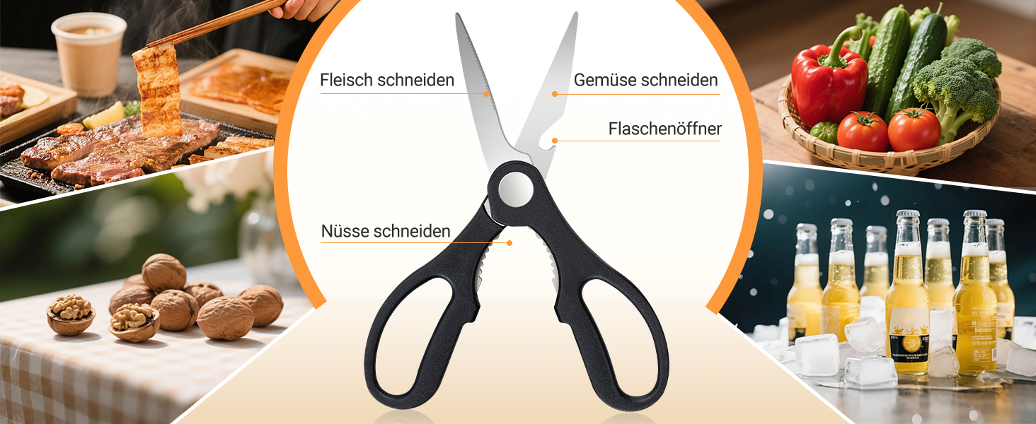 Набір ножів кухонний 6 предметів з блоком, нержавіюча сталь, білий