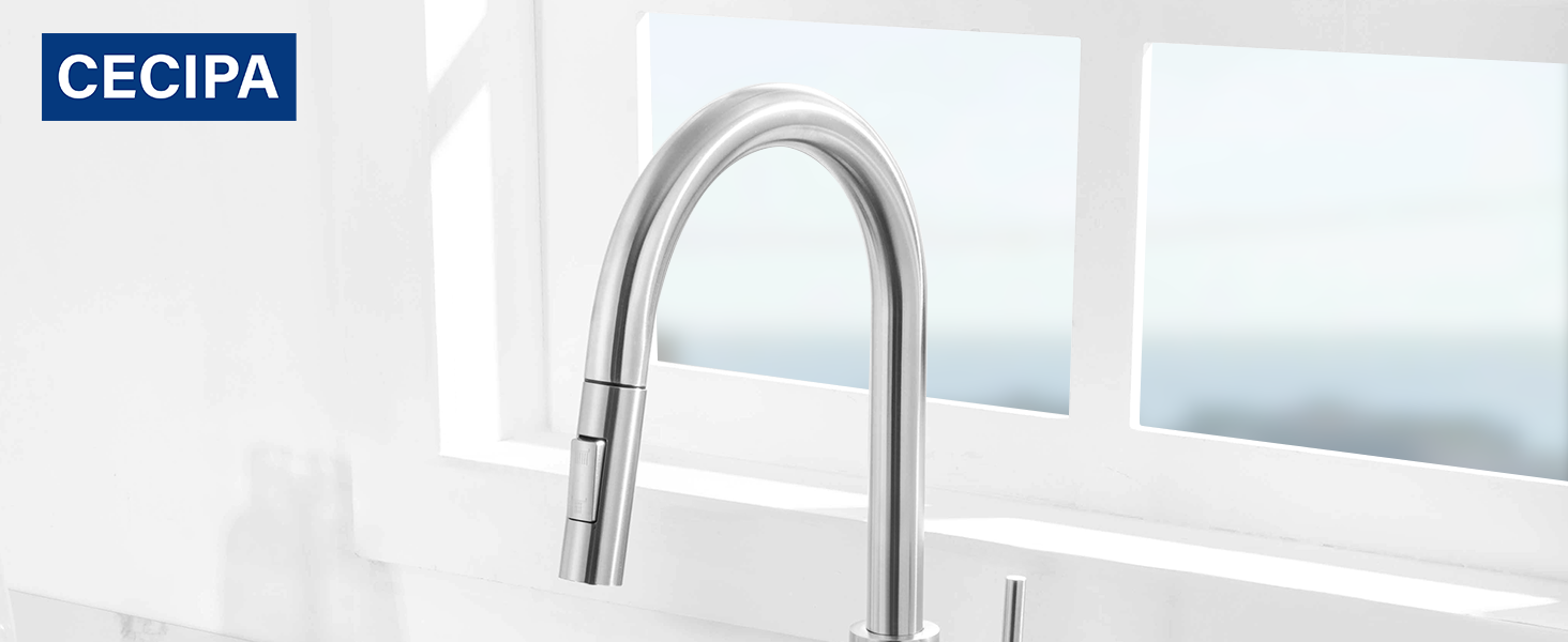 Чорний кухонний змішувач CECIPA SOFETIY SERIE з висувною лійкою, нержавіюча сталь, 360° обертання, 2 режими струменя