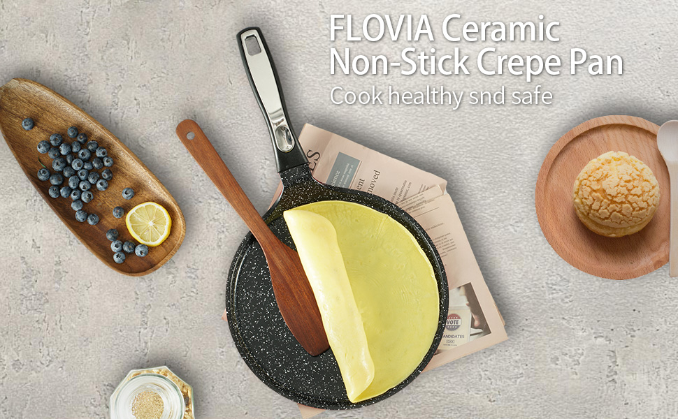 Сковорода для крепів FLOVIA COOK BY NATURE 24 см, індукційна, з антипригарним покриттям, з чавуну, PFOA та PFOS вільна, для всіх типів плит
