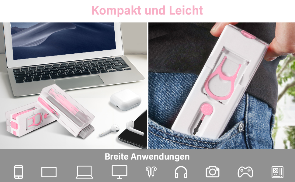 Набір для чищення клавіатури Alyvisun 11 в 1: для ноутбука, навушників, планшета, телефону, комп'ютера (рожевий)