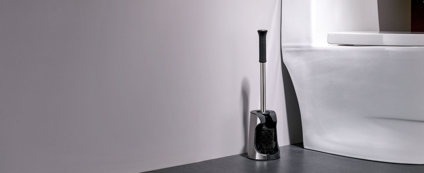 Набір для чищення унітазу SimpleTome: щітка з швидким висиханням та тримач з нержавіючої сталі, чорний