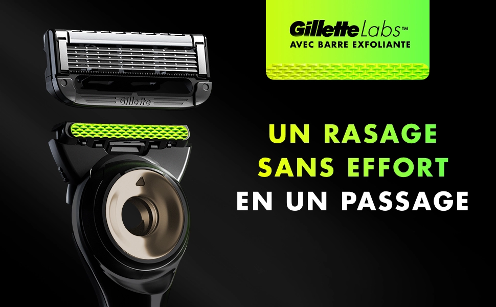 Чоловіча бритва Gillette Labs з ексфоліаційною смужкою, магнітною преміум-підставкою, 1 ручка та 3 касети (Чорний та Золотий)