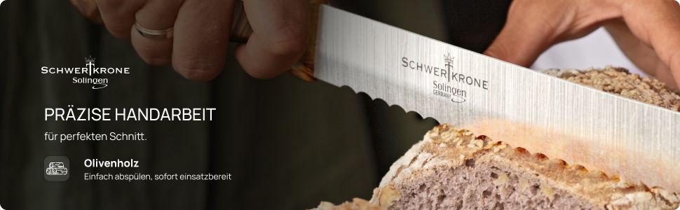 Ніж для хліба Schwertkrone® з хвилястим лезом, нержавіюча сталь, 19 см [Зроблено в Золінгені, Німеччина]