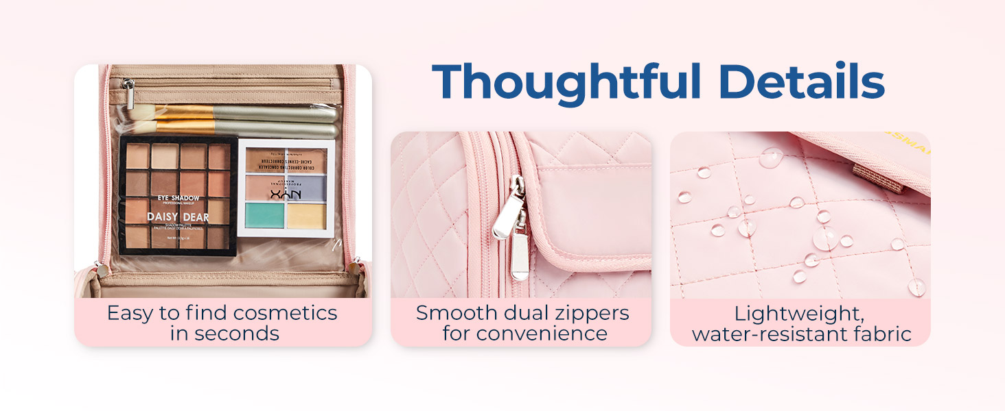 Органайзер для косметики BAGSMART, велика косметичка для жінок, чорний, з петлею для підвішування