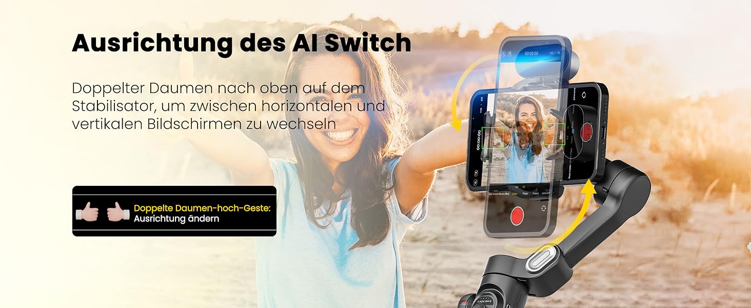 Стабілізатор для смартфона AOCHUAN 3-осьовий, складний, з фокусним колом, для iPhone та Android, Smart XE AI - для TikTok, YouTube, Vlog