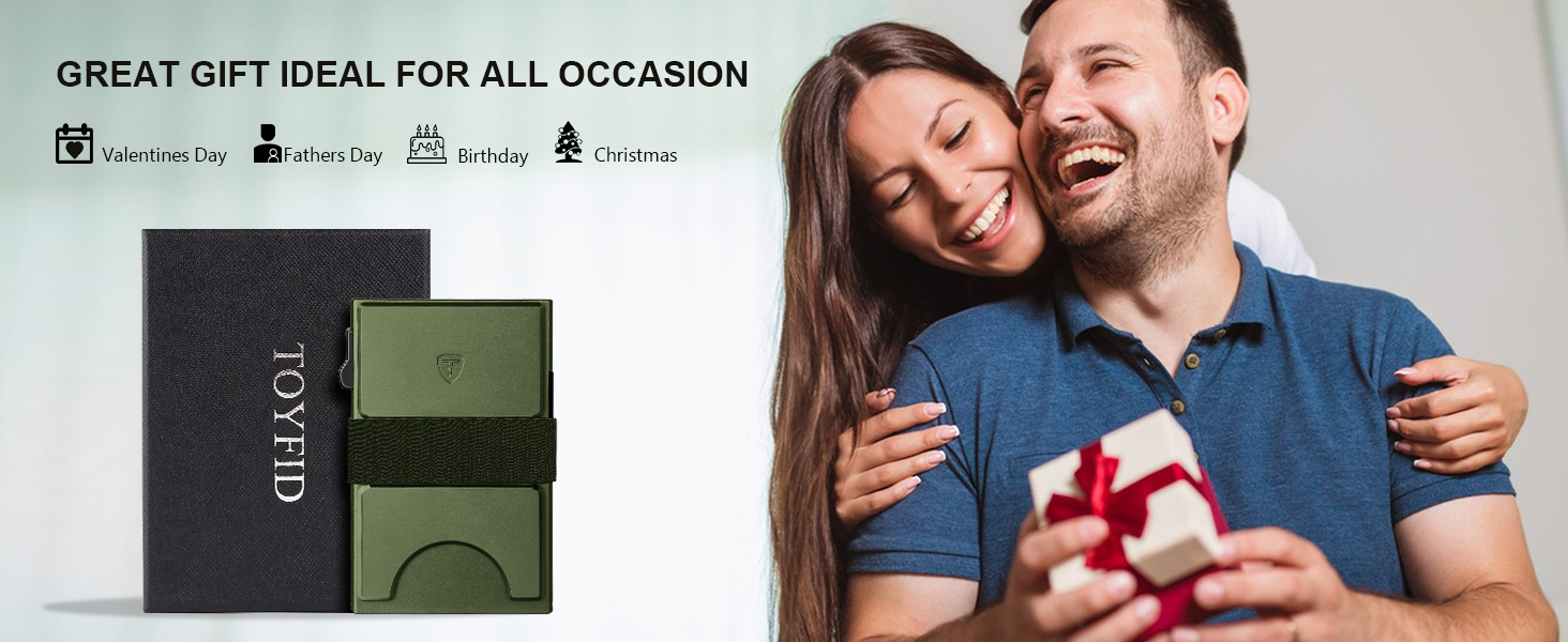 Чоловічий гаманець TOYFID з відділом для AirTag, 12 слотів для карток, відділенням для грошей, RFID захистом, кнопкою виштовхування, алюміній, зелений