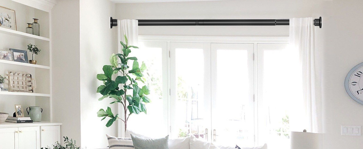 Штанга для душу без свердління, штанга для ванни, нержавіюча сталь, телескопічна, 70-195 см, чорна