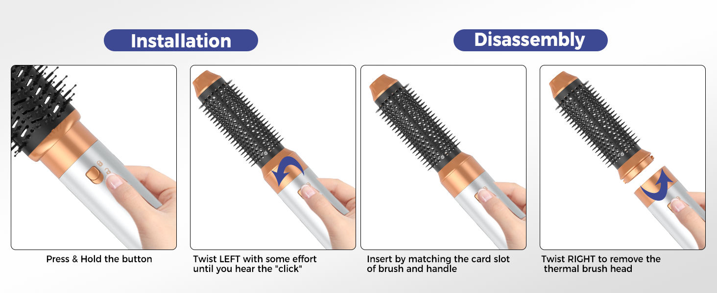 Фен-щітка 6 в 1 Airbrush Pro | Набір для укладки волосся - 1000W, круглі щітки, керлер, фен-щітка, фен, випрямляч | Для всіх типів волосся - блакитний (класичний білий)