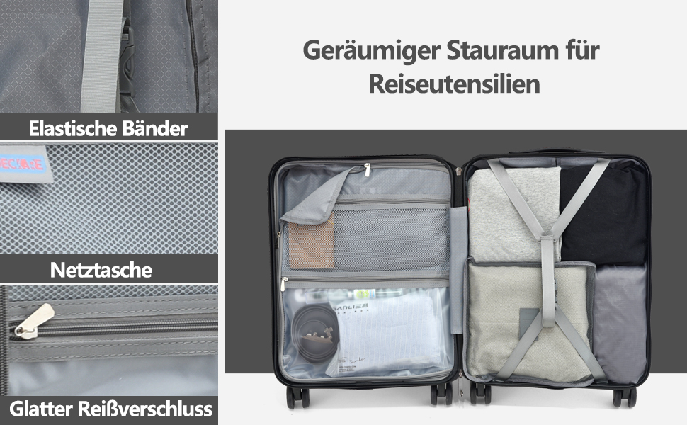 Набір валіз TydeCkare 20/28' (55/66/76 см): 20' ручна валіза з кишенею для ноутбука, 28' велика валіза 101л, ABS+PC, з TSA замком, помаранчевий (темно-сірий), 3 шт.