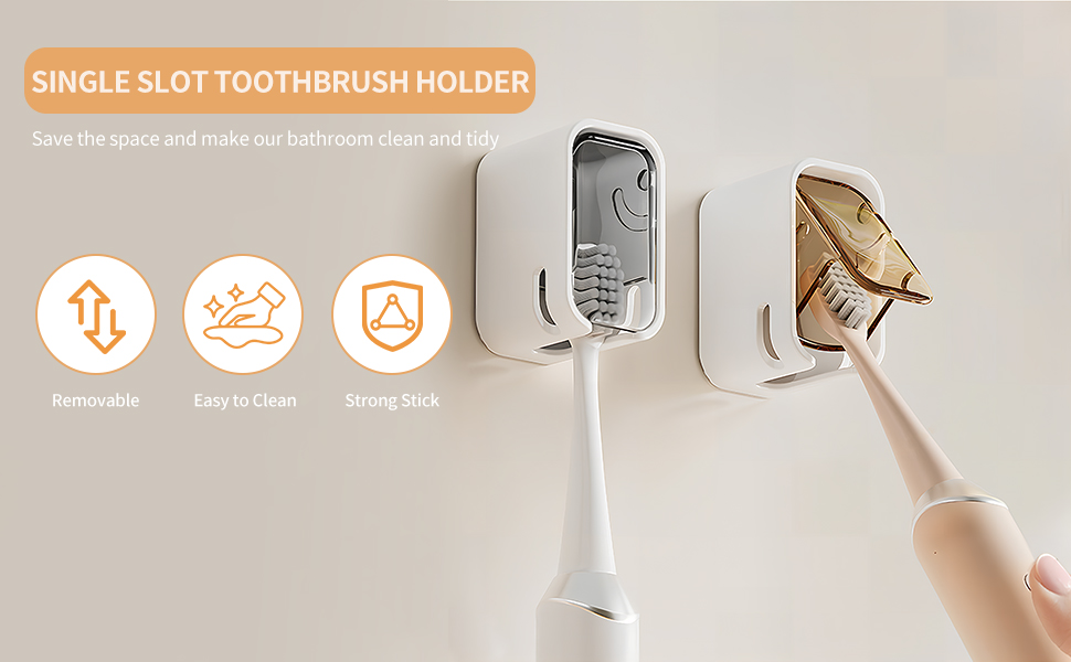 Настінний тримач для зубних щіток, для ванної кімнати, міцний самоклеючий тримач, органайзер для зубних щіток та головок, сірий, 2 шт.