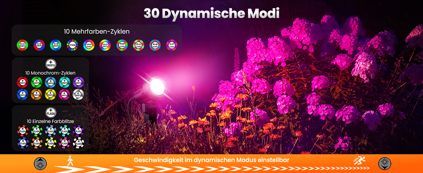 MEIKEE RGB Garden Lighting with Remote Control - 10 Colors, 30 Dynamic Modes, IP66 Waterproof, Timing Function, 8 Pack with EU Plug