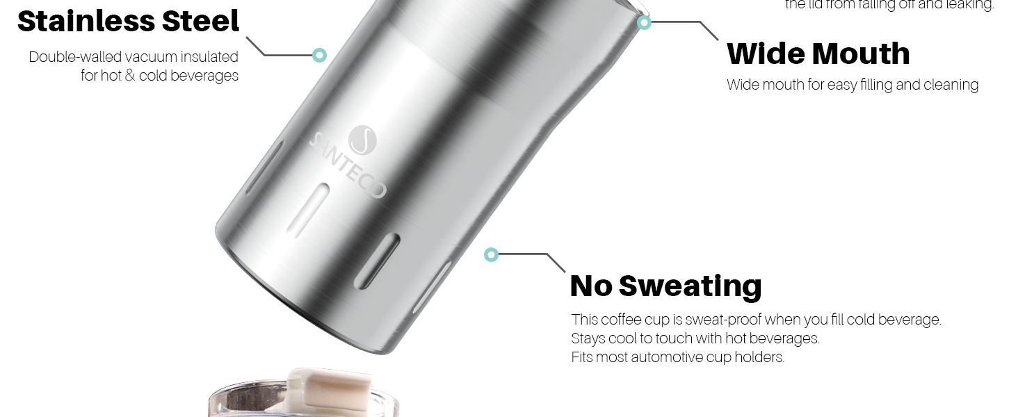 Термокружка SANTECO з нержавіючої сталі, 350 мл, з подвійними стінками, ізольована, 6 годин зберігає тепло, без BPA, з прозорою кришкою, темно-зелена