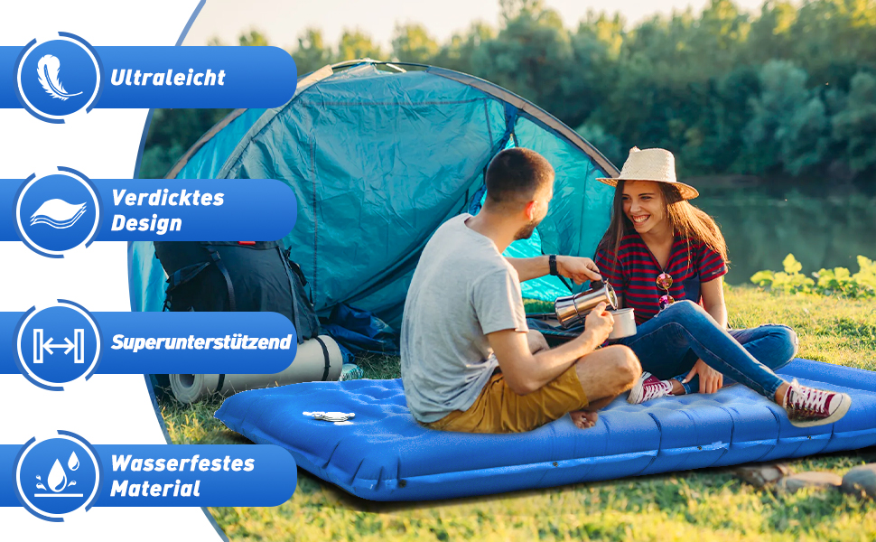 Wholede Self-Inflating Insulated Sleeping Pad for Camping - Lightweight & Waterproof Mat for 1 Person - Ideal for Backpacking, Hiking, Trekking & Tent Use
