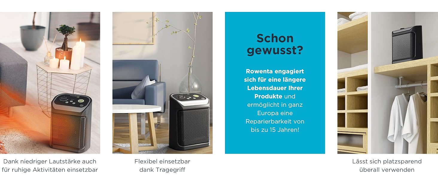 Обігрівач Rowenta Instant Comfort Compact 2000: компактний, з термостатом, 2 режими, чорний (SO2350F0), клас енергоефективності A+++