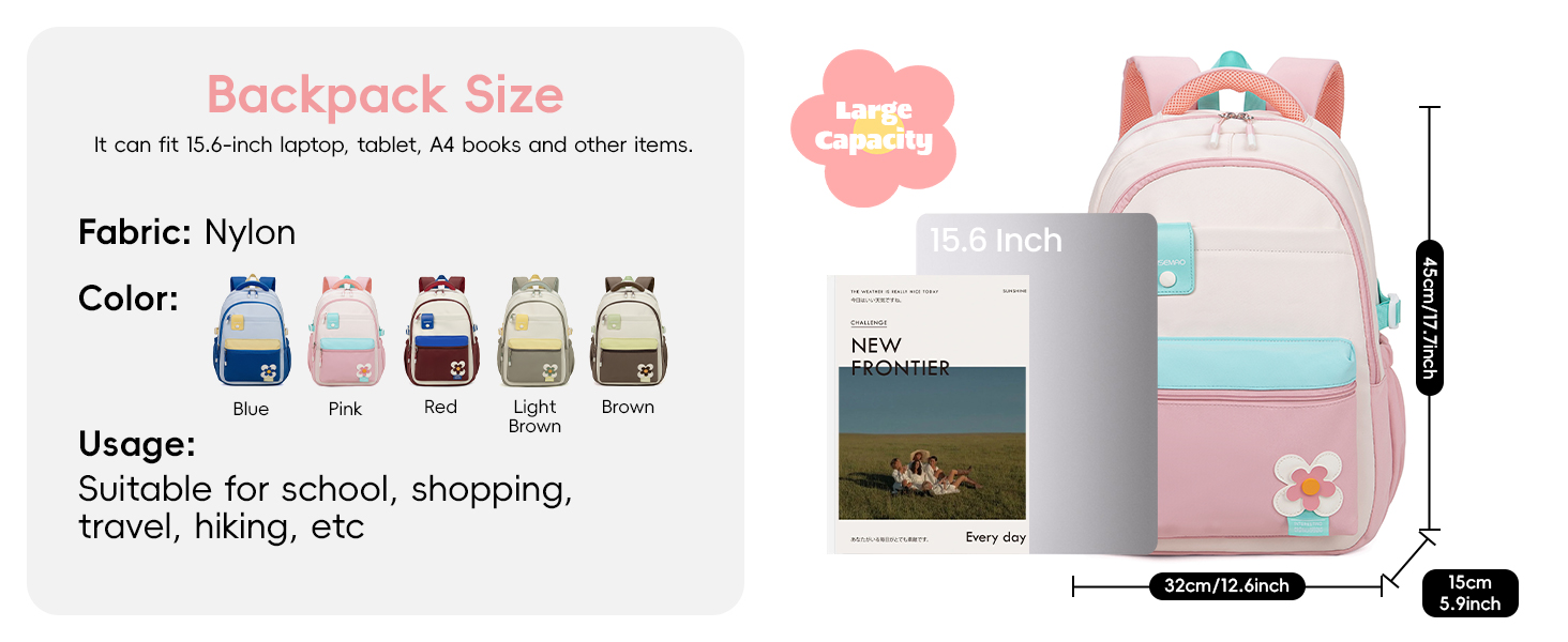 Шкільний рюкзак для дівчаток-підлітків 2025, для школи/гімназії, водонепроникний, для ноутбука 15.6
