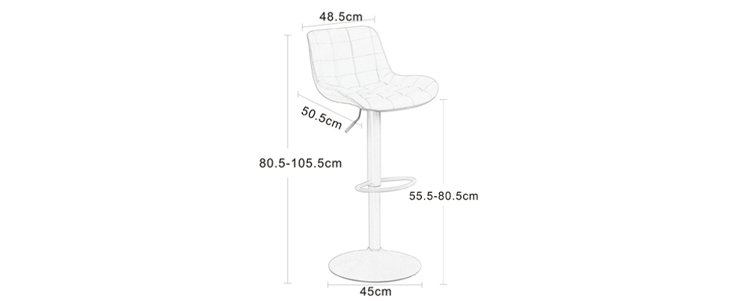 YOUTASTE Adjustable Bar Stools - Modern Design, Padded, Swivel, Faux Leather - Set of 2 (Black)