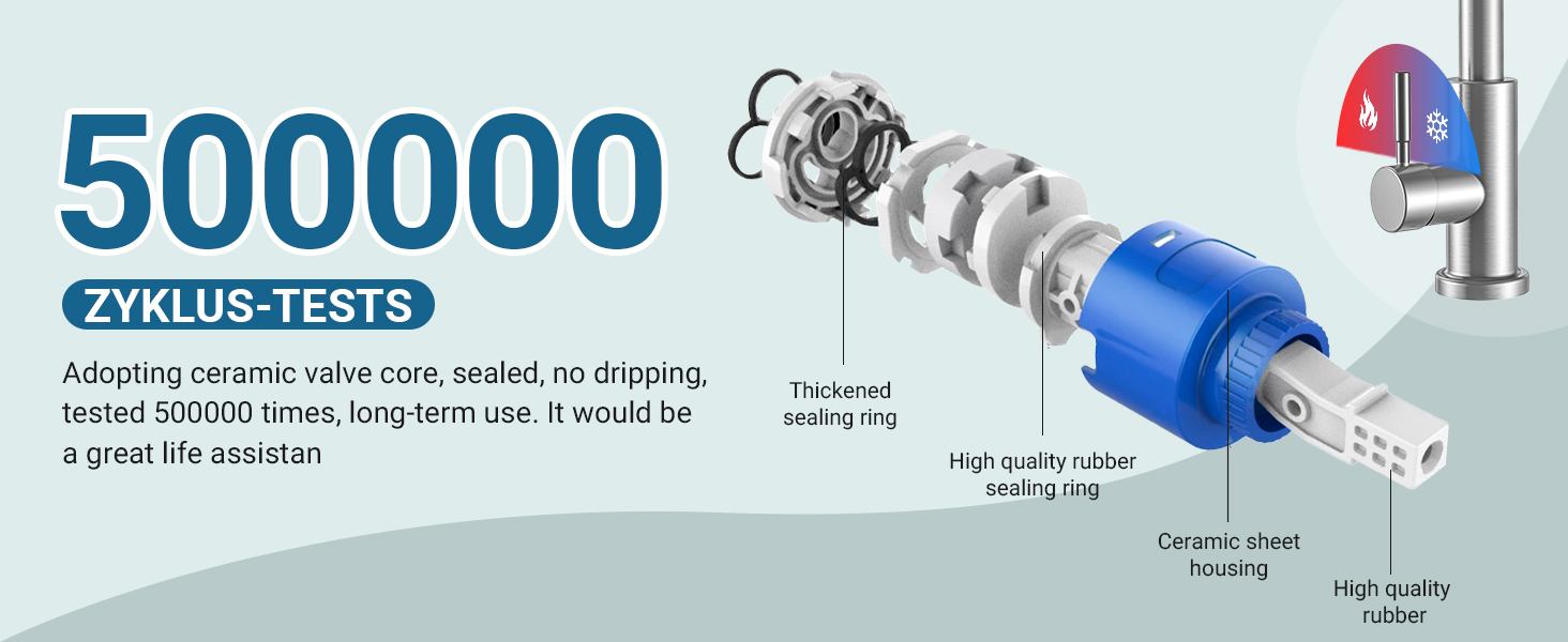 Кухонний змішувач Wasserhahn з висувною лійкою, поворотний на 360°, 2 функції, однорідний, для кухні (сріблястий)