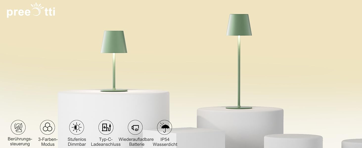 Набір з 2 бездротових настільних ламп LED з акумулятором, сенсорне регулювання яскравості, 3 режими кольору, USB-C зарядка для спальні, столу, кемпінгу (Чорний)