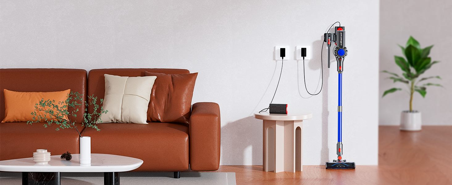 Бездротовий акумуляторний пилосос Ivormentico 50 хв / 40 кПа / 450 Вт з LED, для видалення шерсті тварин, темно-синій