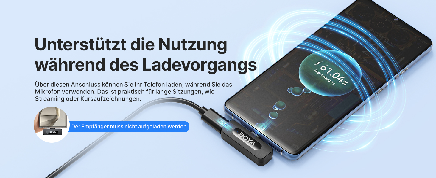 BOYA BY-V20 Бездротовий мікрофон-петличка для смартфона, iPhone, Android, USB-C, 48 КГц/16 біт, 9 годин роботи, шумозаглушення