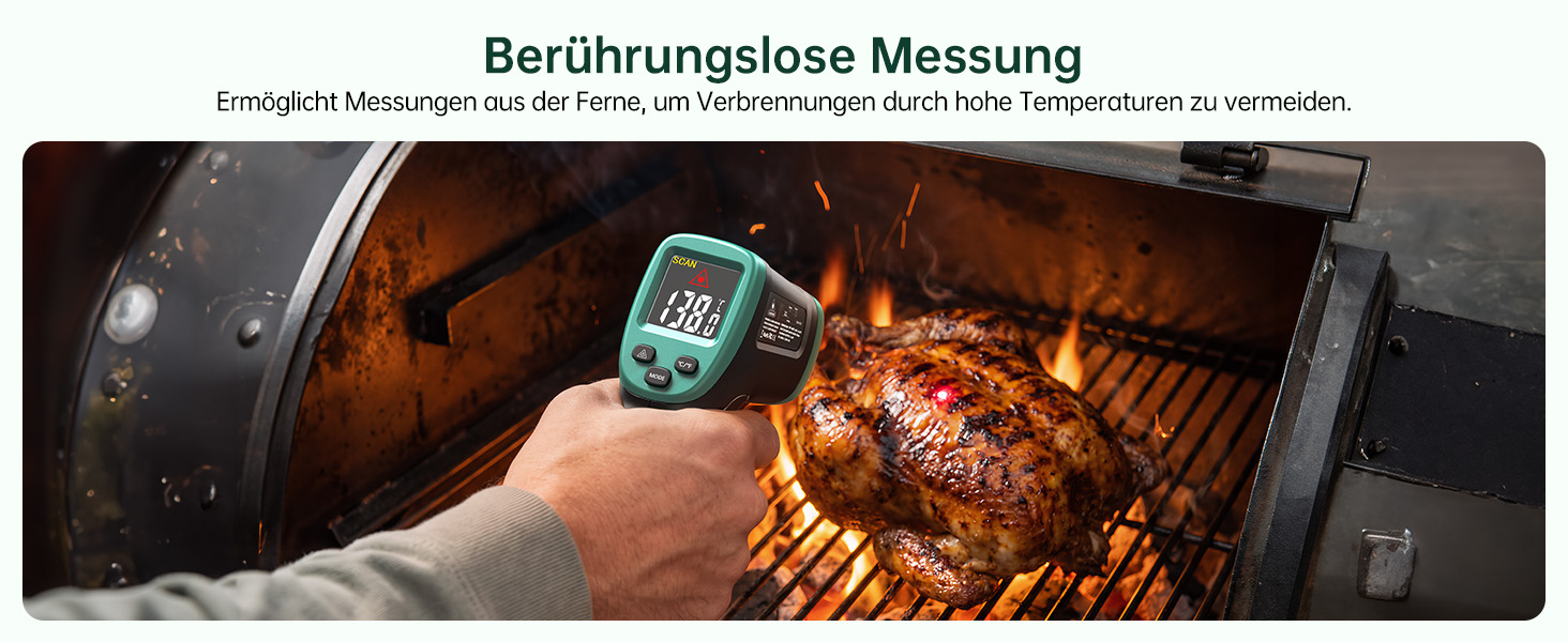 Інфрачервоний термометр ERICKHILL -50℃~800℃: безконтактний лазерний вимірювач температури з LCD-дисплеєм, регульована емісійність. Підходить для приготування їжі, грилю, заморожування, промисловості.