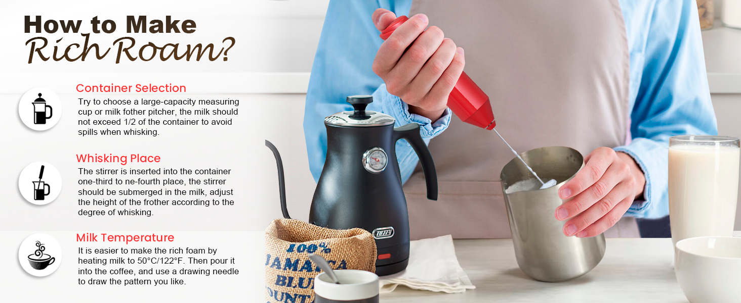 Ручний пінозмішувач COKUNST для матча, кави, гарячого шоколаду та лате - чорний (без підставки)