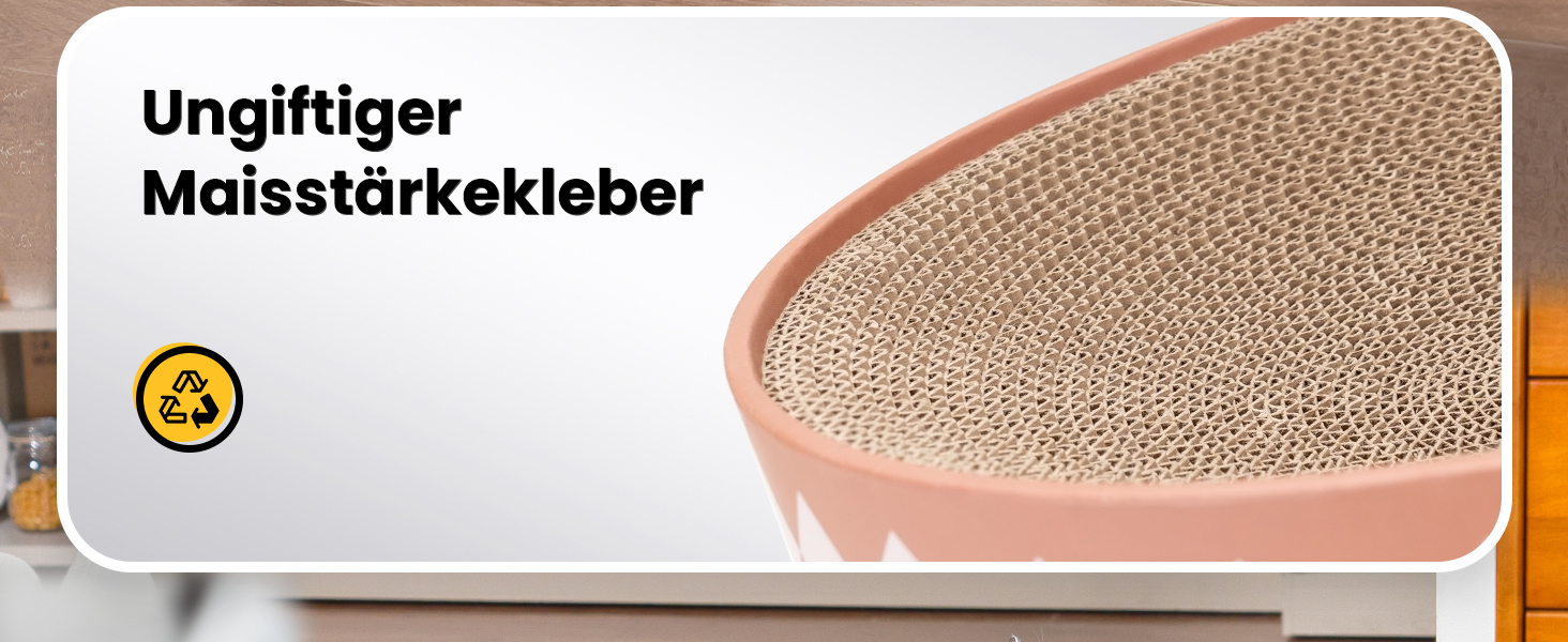 Кігтеточки для котів Conlun 2 в 1: овальні кігтеточки-ліжка, з мискою, з гофрокартону (43x33x10 см)