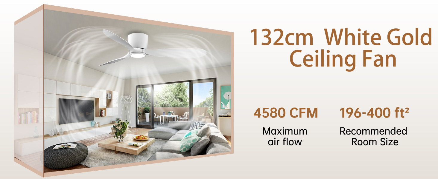 Ovlaim: Стеляний вентилятор з підсвіткою та пультом керування. Smart вентилятор з DC мотором, функція зимового режиму, сумісний з Alexa/Google Home, діаметр 142 см, білий.